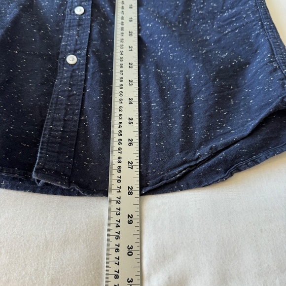 J. Crew Factory Men's M Slim Marled Cotton Button Down Shirt Navy Preppy Office - Picture 12 of 14